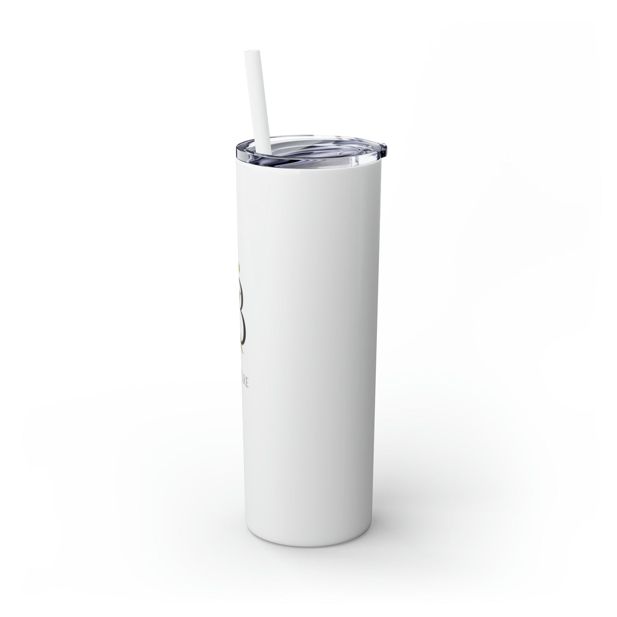 Custom KB Attire White Skinny Tumbler with Straw, 20oz