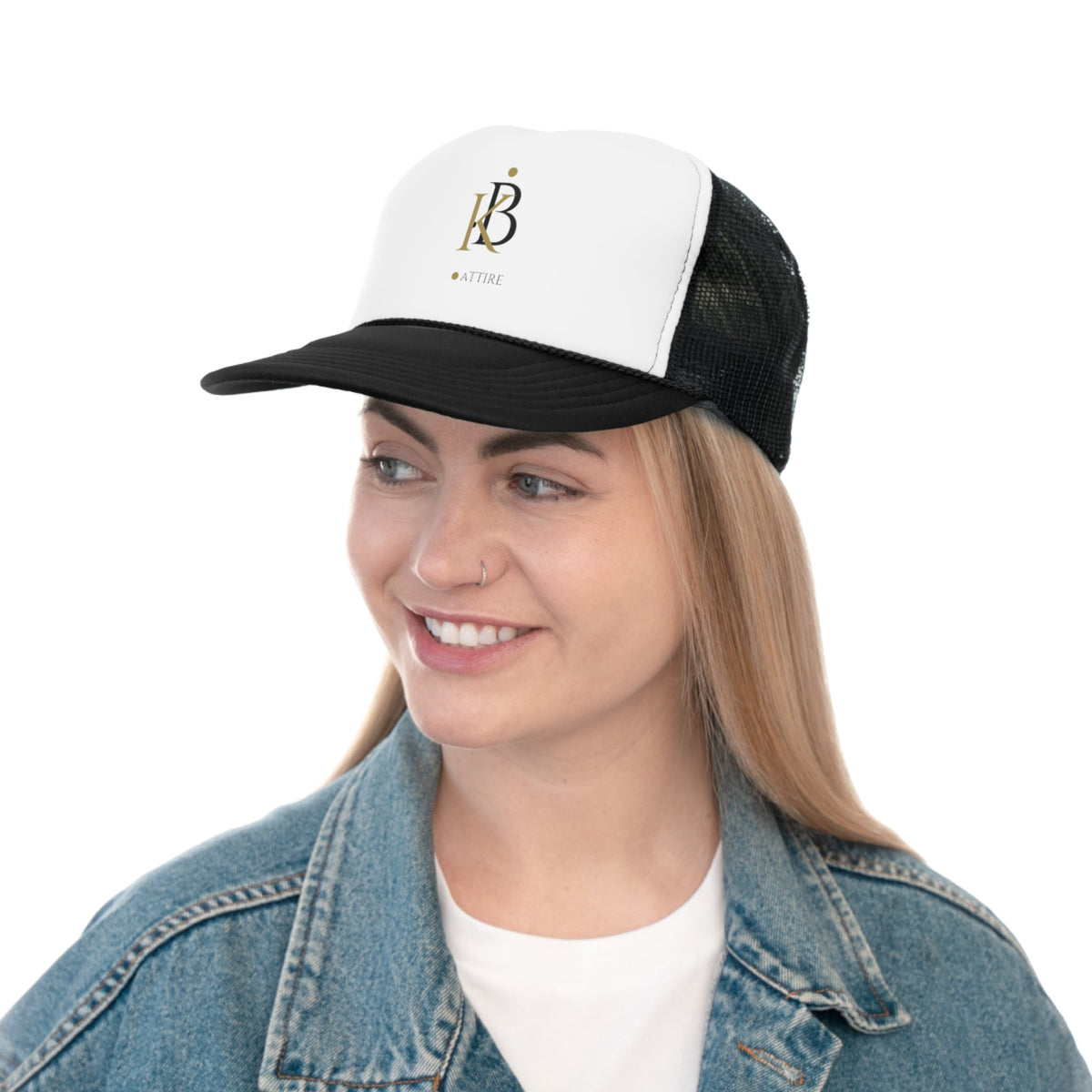 KB Attire Custom Black and White Trucker Cap