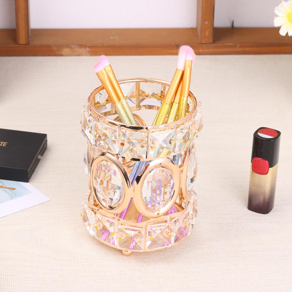 Crystal Makeup Organizer Metal Storage Box European style Eyebrow Pencil Lipstick Holder Makeup Brush Holder Cosmetic Organizer