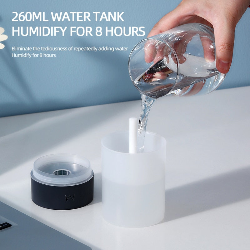 260ML Air Humidifier Ultrasonic Mini Aromatherapy Diffuser Portable Sprayer USB Essential Oil Atomizer LED Lamp for Home Car