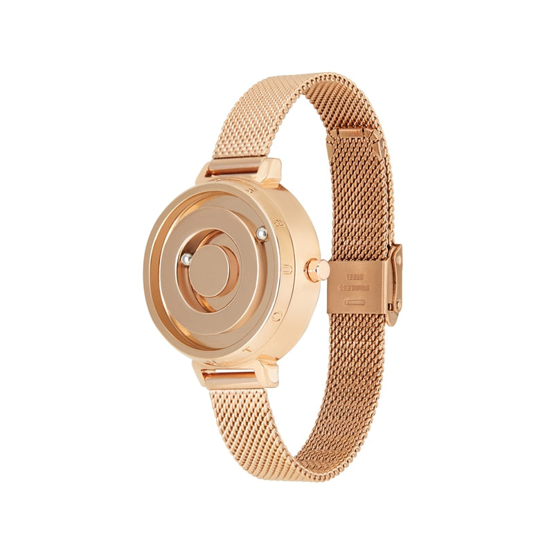 Eutour New Original Magnetic Rosegold Trend Women's Watch Female Student Quartz Minimalist Plant Fashion Stainless Steel Belt