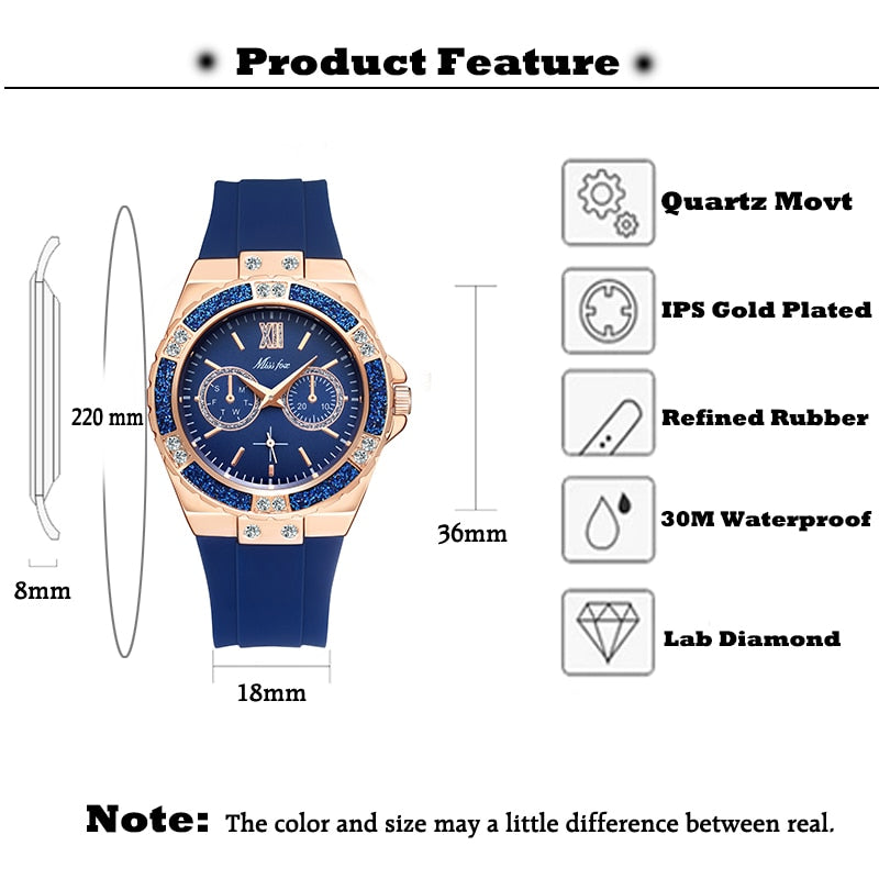 MISSFOX Watches Women Geneva Fashion Ladies Watch Luxury Diamond White Rubber Band Female Quartz Wristwatch Xfcs 2020 The New