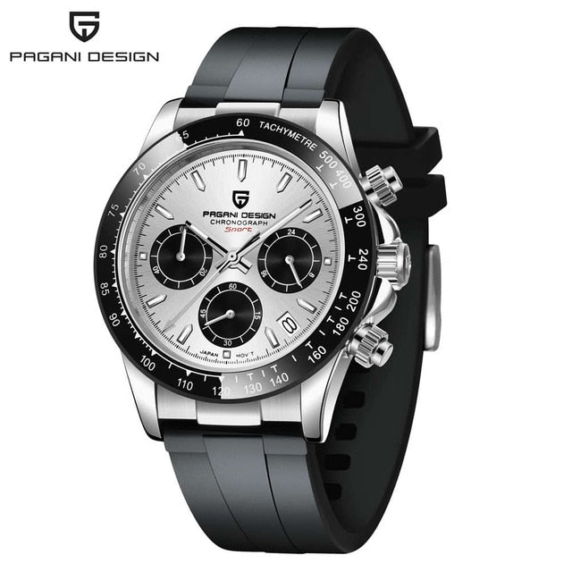 PAGANI DESIGN Top Brand New Men Quartz Wristwatch Luxury Sapphire Glass Sports Watch Rubber Strap Chronograph Watch Men Relogio
