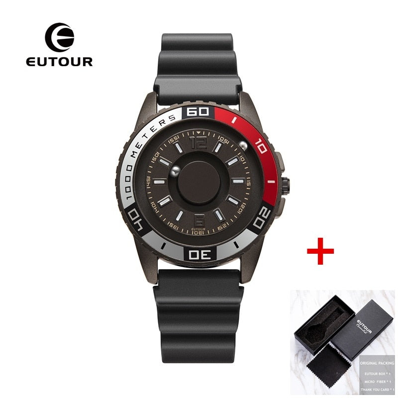 EUTOUR New innovative magnetic metal multi-function men's watch fashion sports quartz watch simple strap pilot