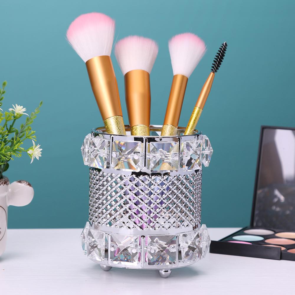 Crystal Makeup Organizer Metal Storage Box European style Eyebrow Pencil Lipstick Holder Makeup Brush Holder Cosmetic Organizer