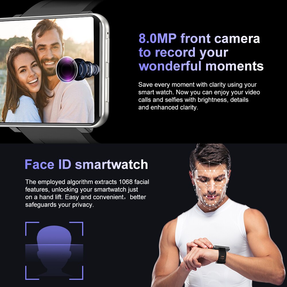 TICWRIS MAX 4G Smart Watch 3GB 32GB Face ID Camera 2880mAh GPS WIFI Waterproof Bluetooth Android Smartwatch Phone for Men Women
