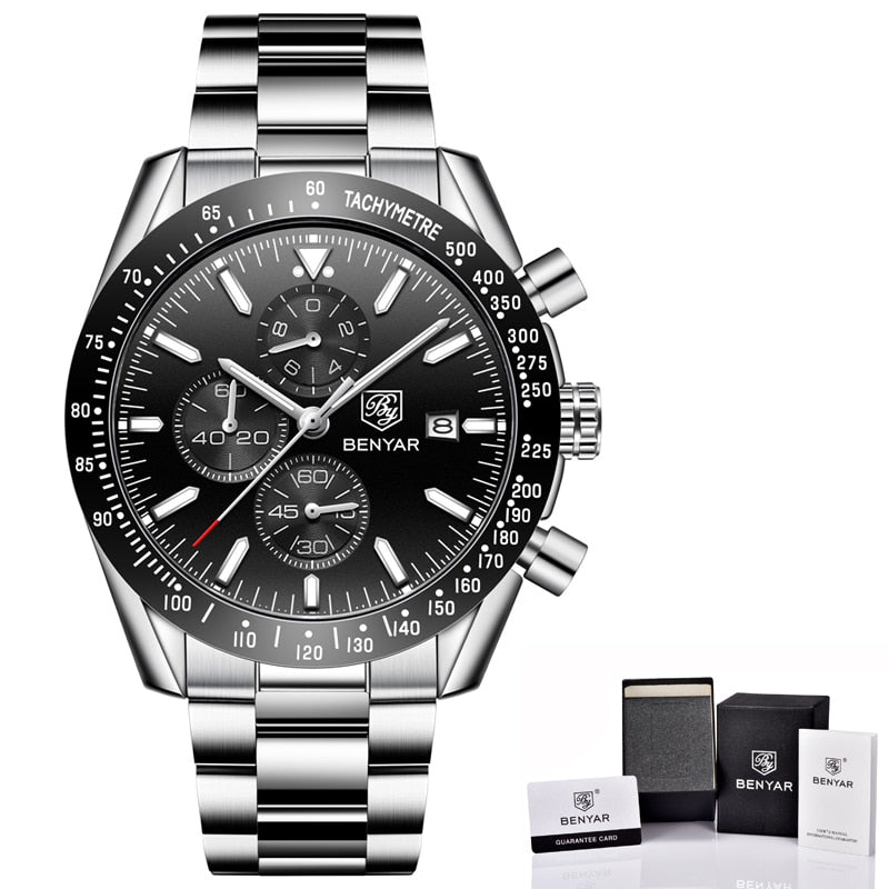 BENYAR 2021 New Men Watch Business Full Steel Quartz Top Brand Luxury Casual Waterproof Sports Male Wristwatch Relogio Masculino
