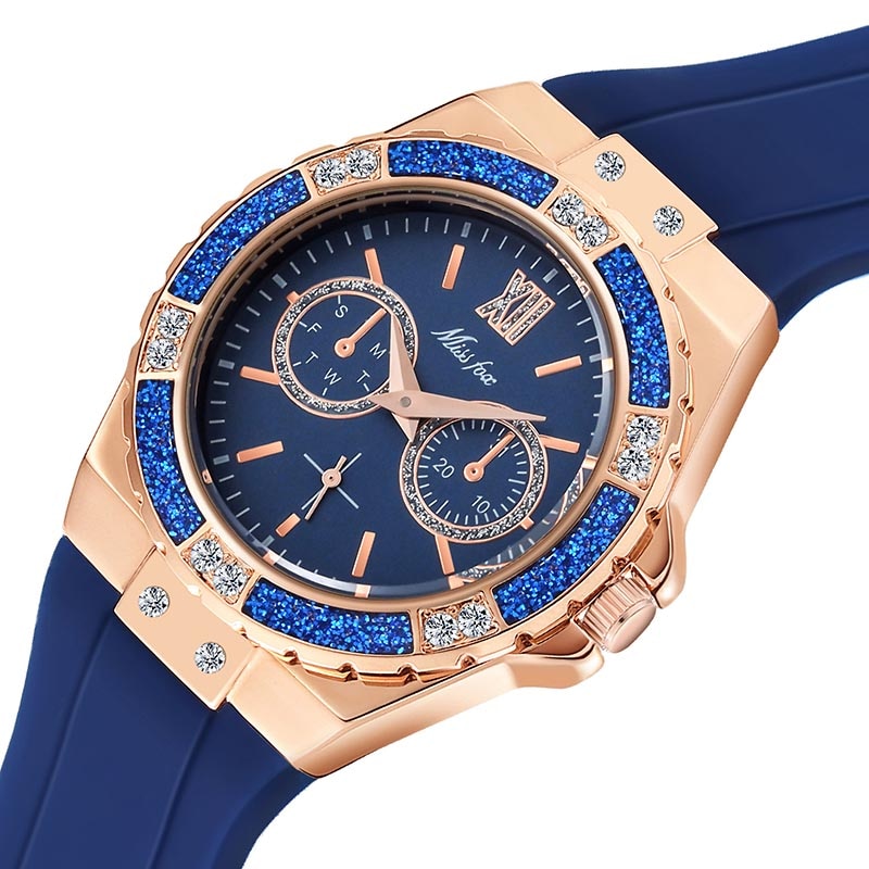 MISSFOX Watches Women Geneva Fashion Ladies Watch Luxury Diamond White Rubber Band Female Quartz Wristwatch Xfcs 2020 The New