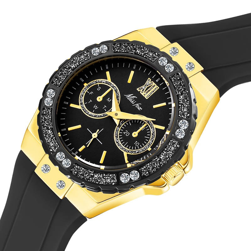 MISSFOX Watches Women Geneva Fashion Ladies Watch Luxury Diamond White Rubber Band Female Quartz Wristwatch Xfcs 2020 The New