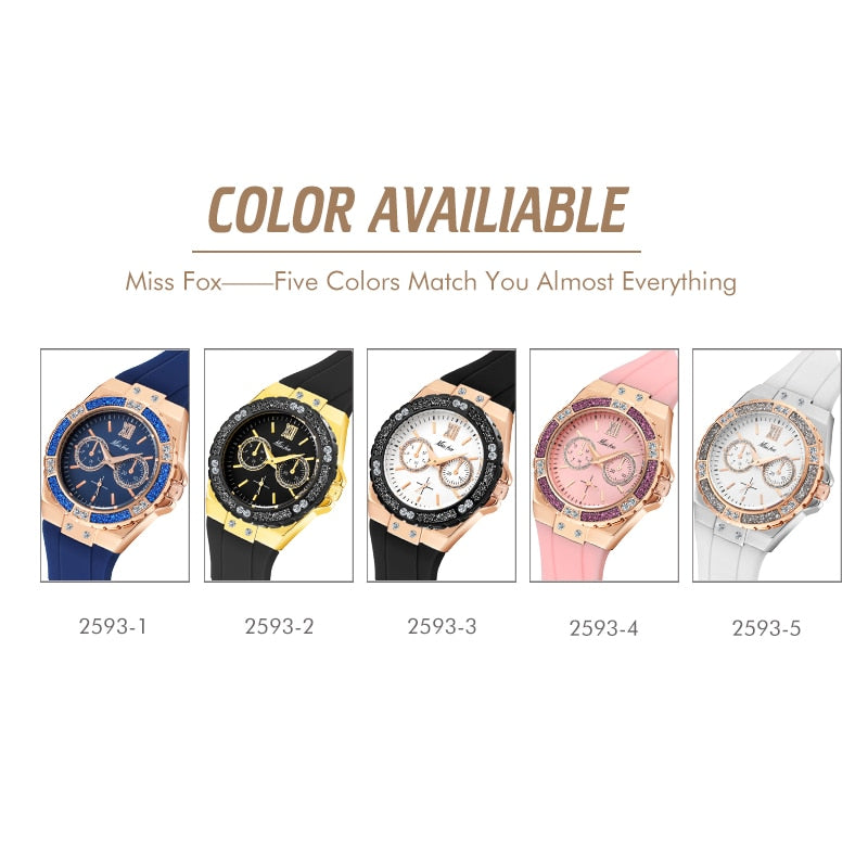 MISSFOX Watches Women Geneva Fashion Ladies Watch Luxury Diamond White Rubber Band Female Quartz Wristwatch Xfcs 2020 The New