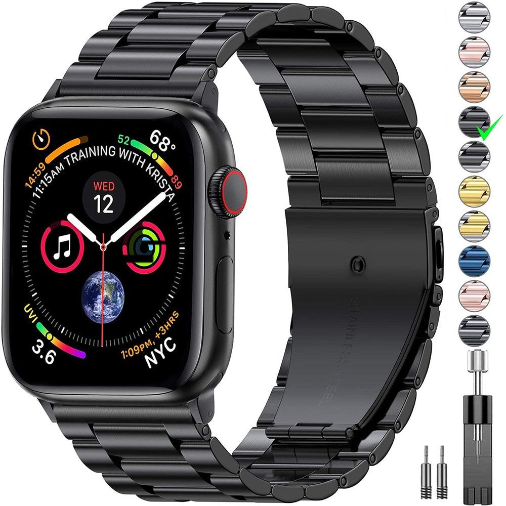 Steel strap For Apple Watch band 45mm 44mm 42mm 38mm 40mm 41mm Metal Sports Bracelet for iWatch Series 7 6 se 5 4 3 Accessories