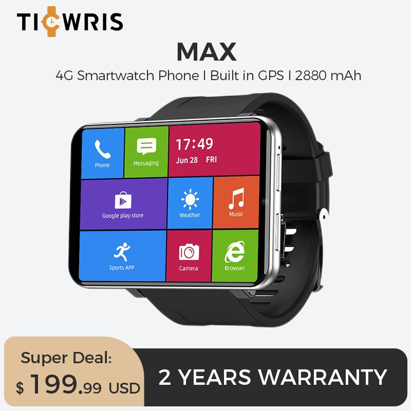 TICWRIS MAX 4G Smart Watch 3GB 32GB Face ID Camera 2880mAh GPS WIFI Waterproof Bluetooth Android Smartwatch Phone for Men Women