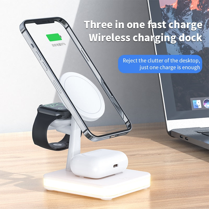 3 In 1 Magnetic Wireless Charger Stand Dock