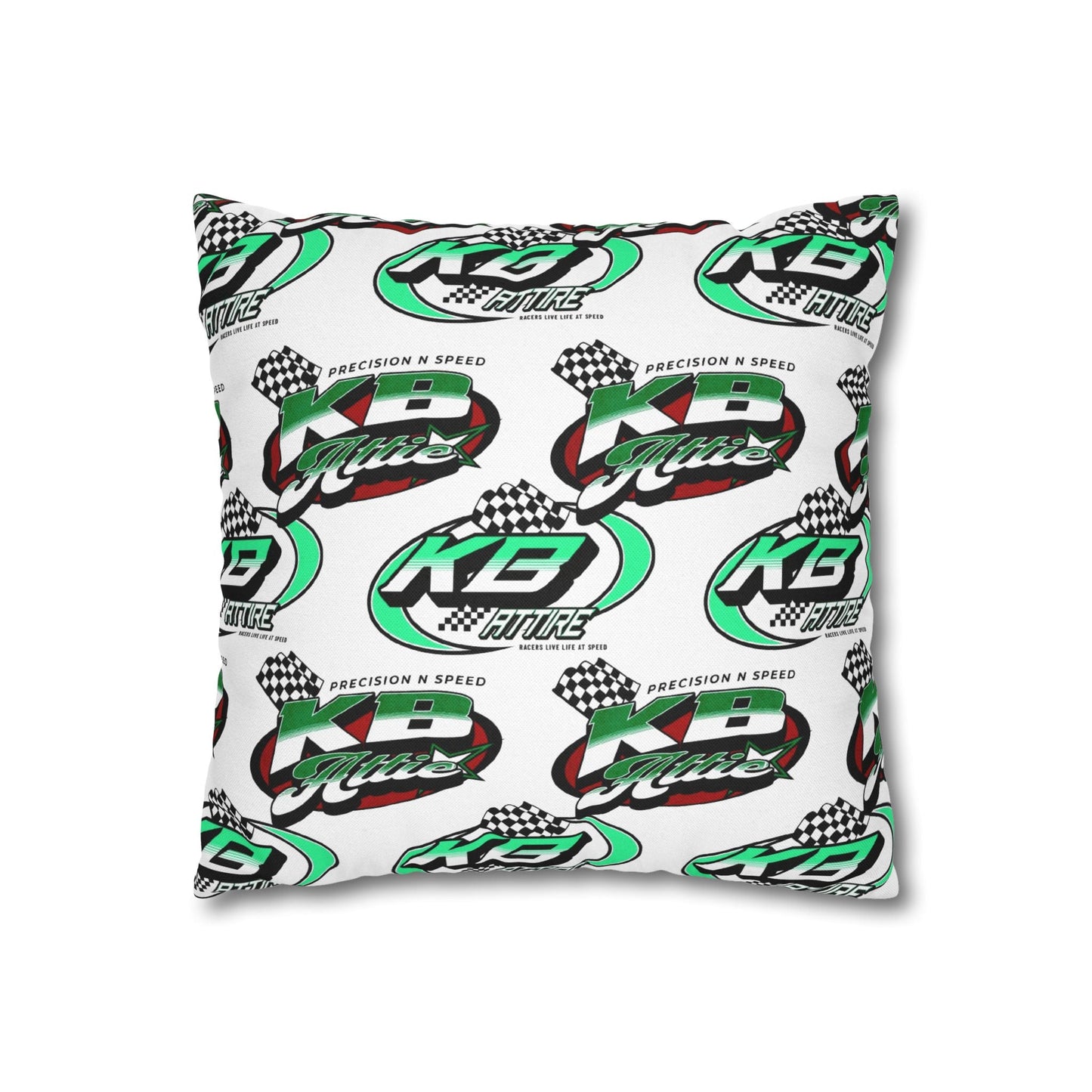KB Attire All Over Logo Racing-Themed Square Pillowcase