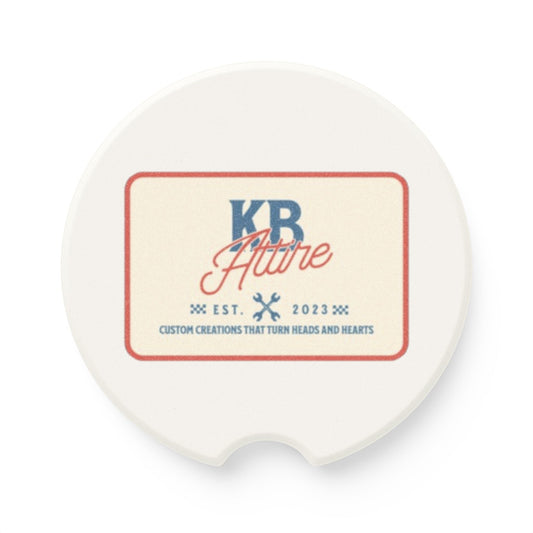KB Attire "The Patch" Logo Car Coaster (White)