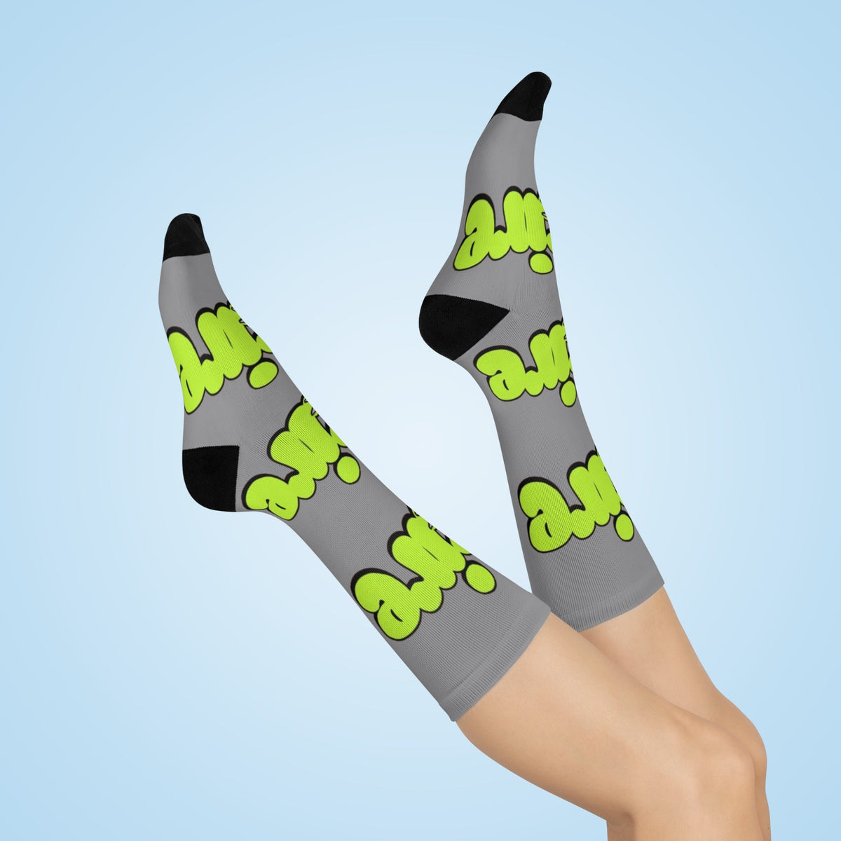 KB Attire "Cartoon" Cushioned Crew Socks (Grey)