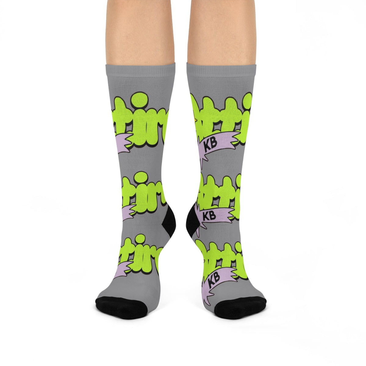 KB Attire "Cartoon" Cushioned Crew Socks (Grey)