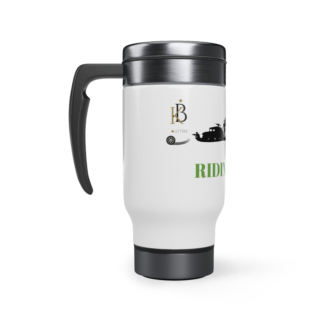 Custom KB Attire "Riding Deep" Stainless Steel Travel Mug with Handle, 14oz