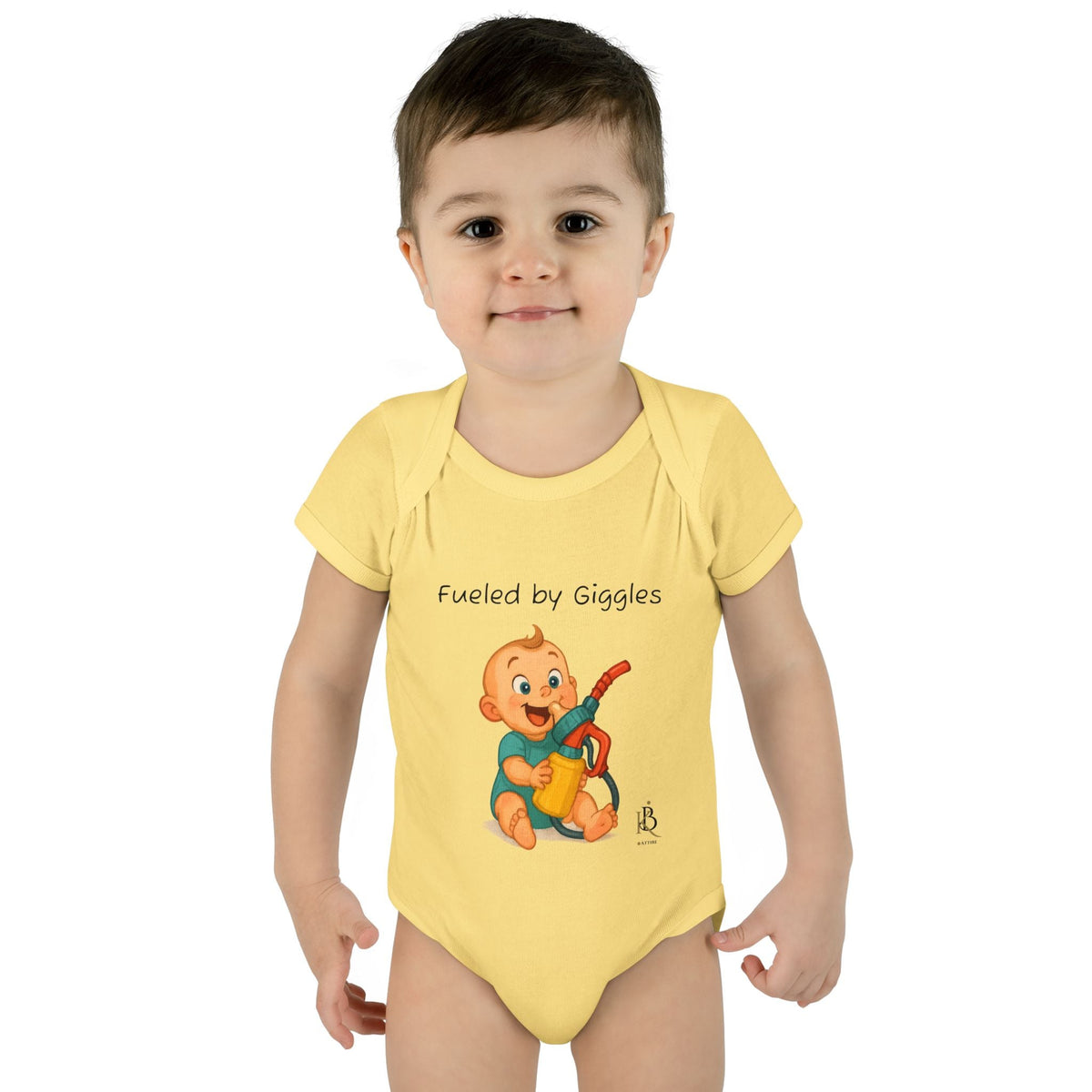 KB Attire Baby Bodysuit with "Fueled by Giggles" Design