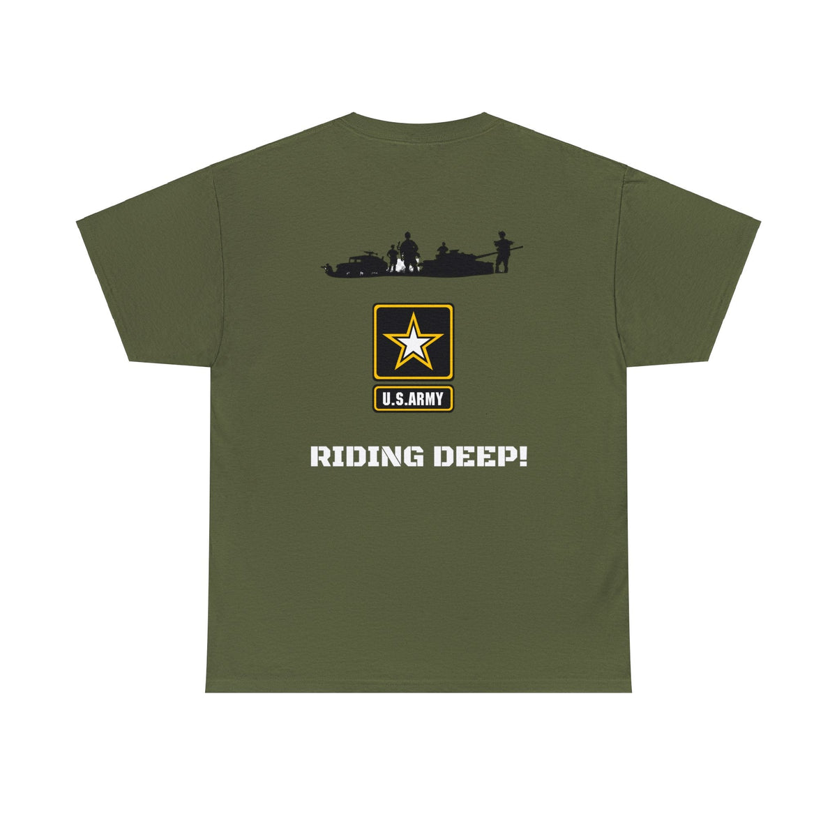 Unisex "Riding Deep" Army Green Heavy Cotton Tee