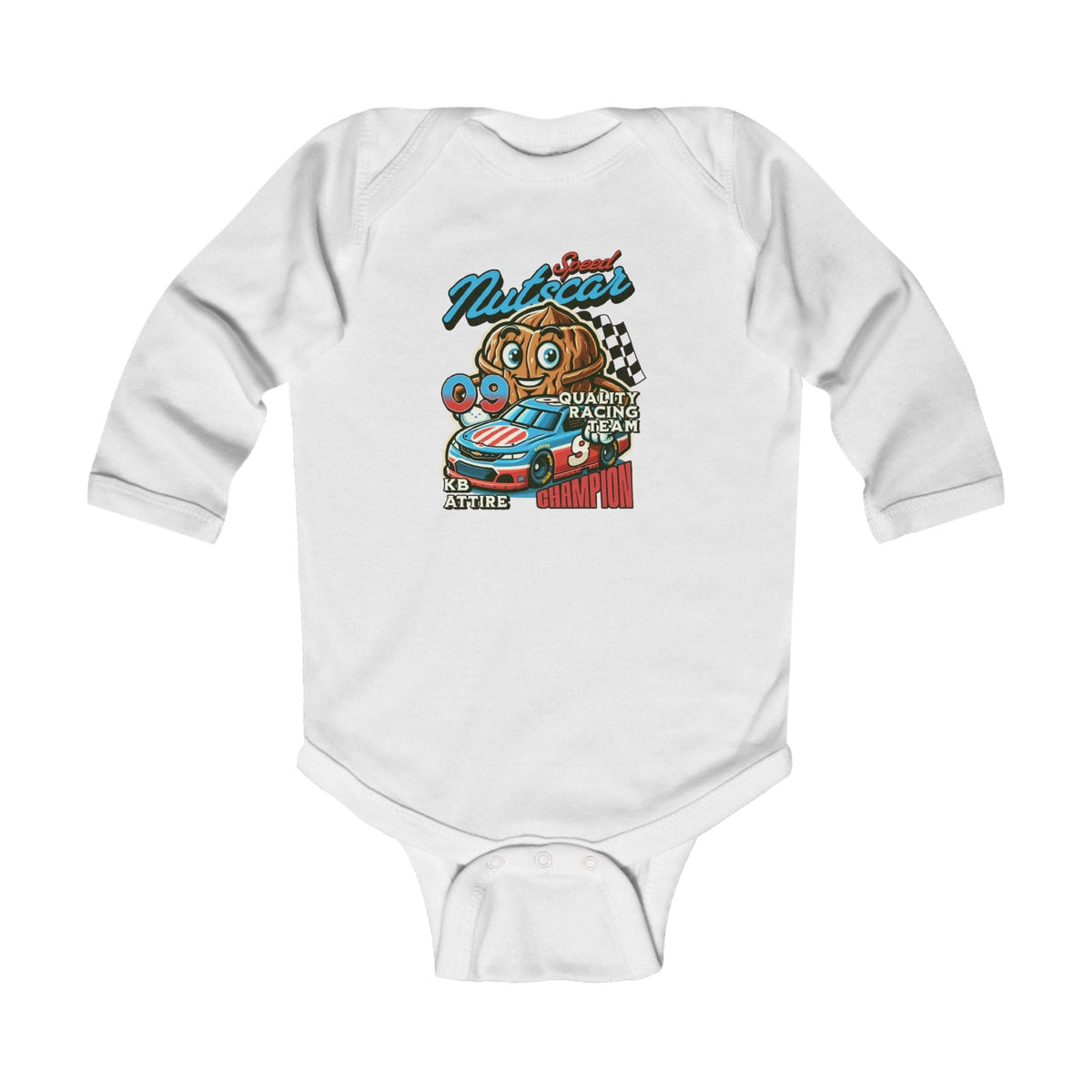 KB Attire Infant Long Sleeve Bodysuit with NutsCar Design