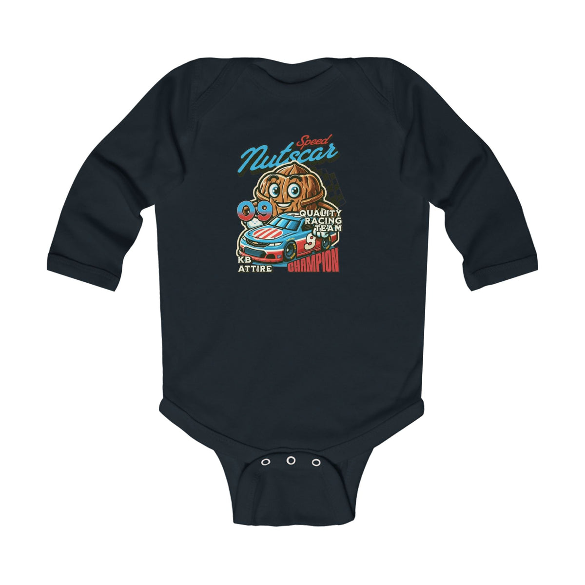 KB Attire Infant Long Sleeve Bodysuit with NutsCar Design