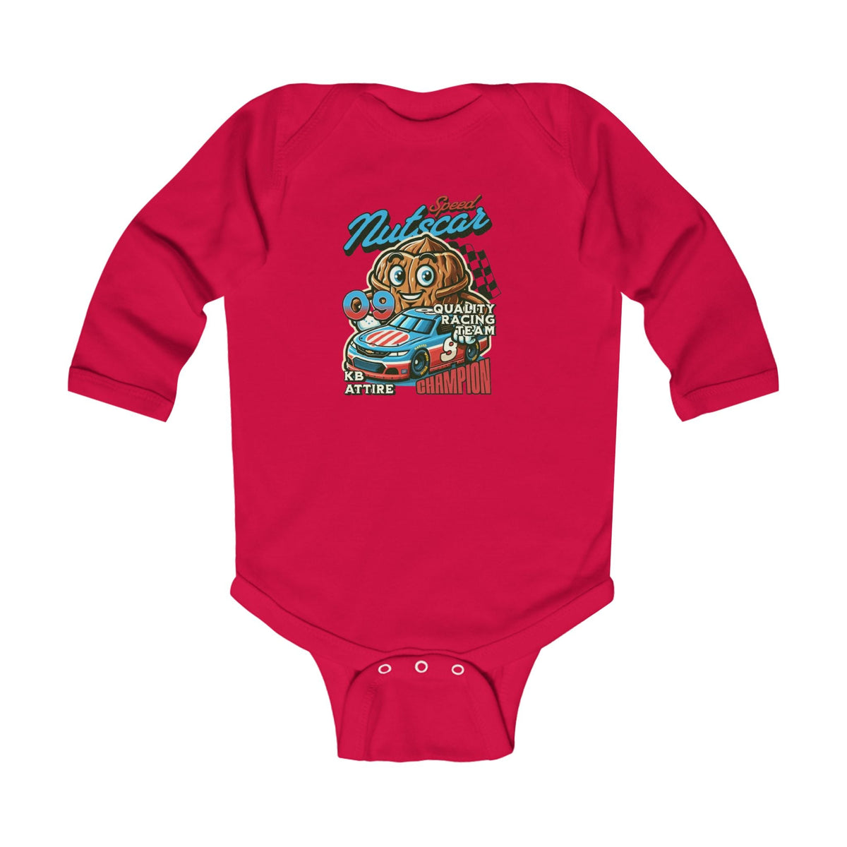 KB Attire Infant Long Sleeve Bodysuit with NutsCar Design