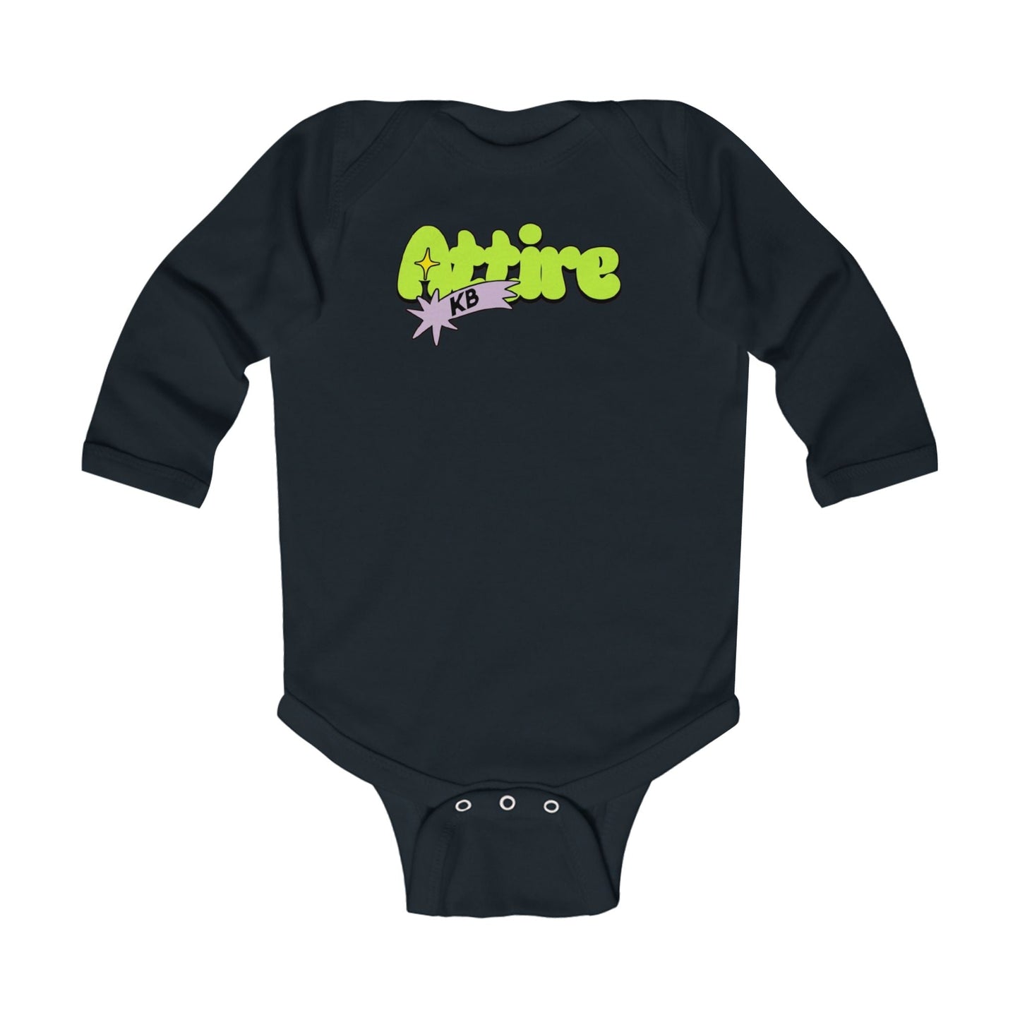 KB Attire Infant Long Sleeve Bodysuit With "Cartoon' Logo