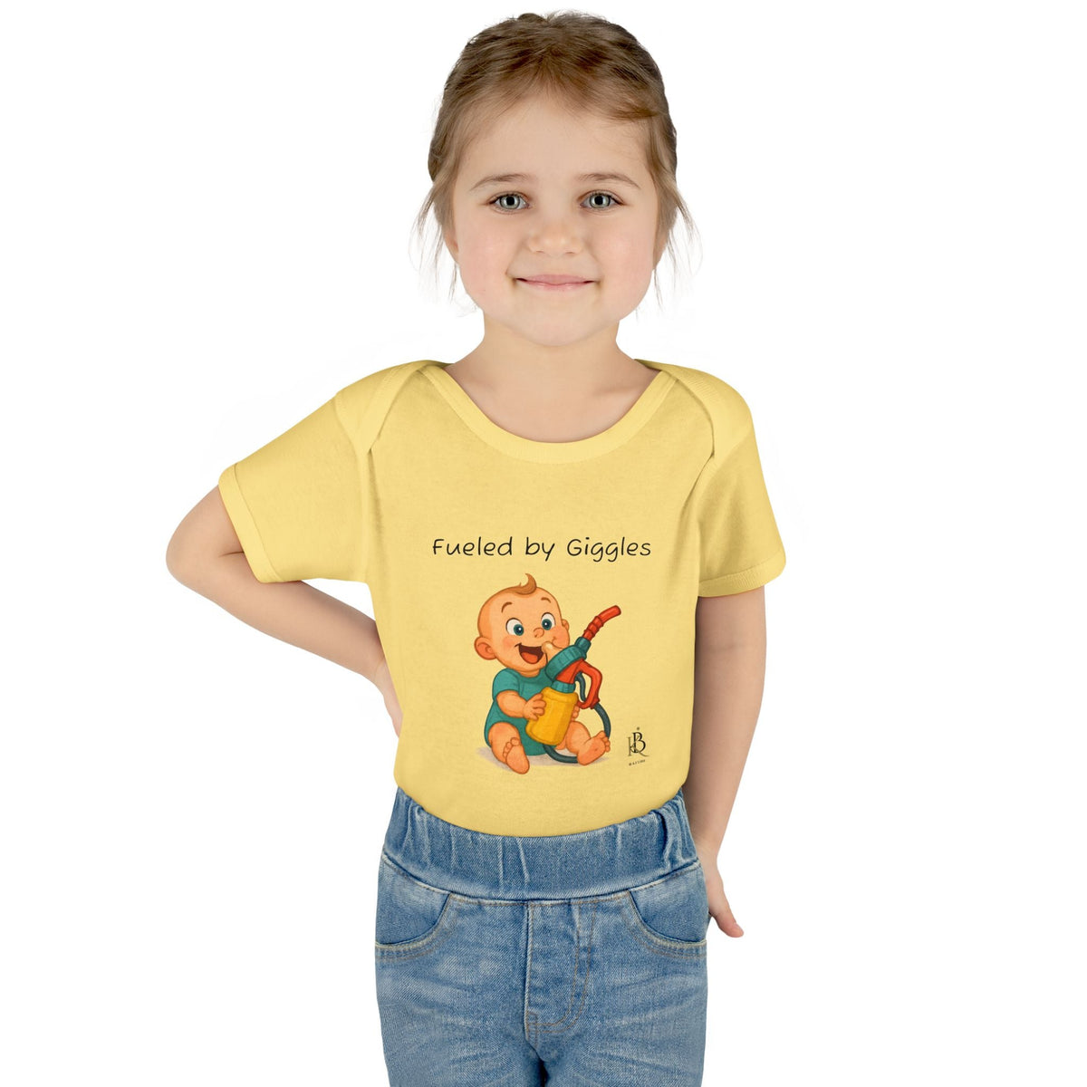 KB Attire Baby Bodysuit with "Fueled by Giggles" Design