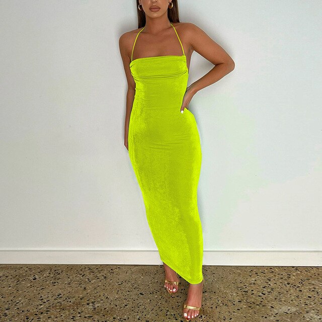 Backless Slim Cami Strap Long Dress