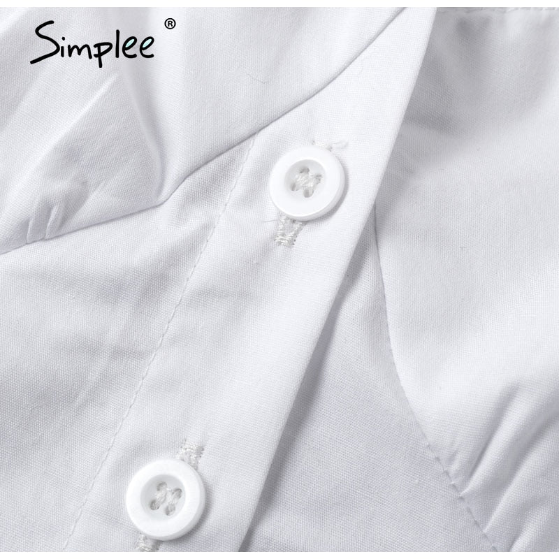Simplee Vintage elegant white women blouses shirt Casual button blouse twist lace up Spring summer holiday blusas mujer shirts
