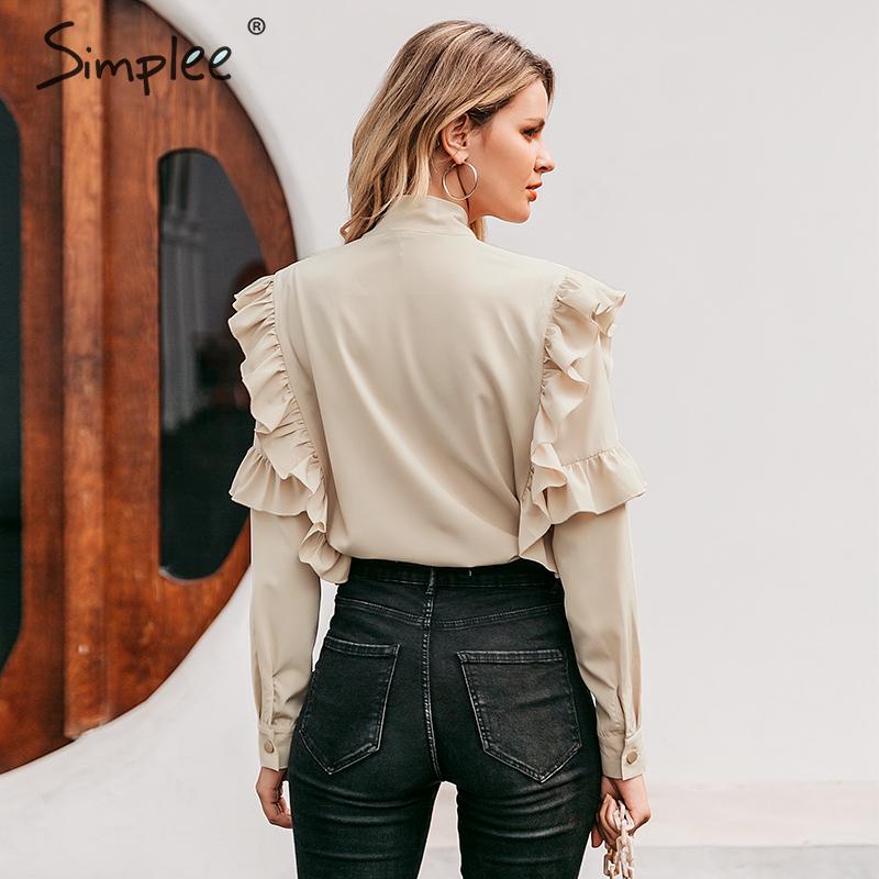 Simplee Vintage ruffles elegant women blouse shirts