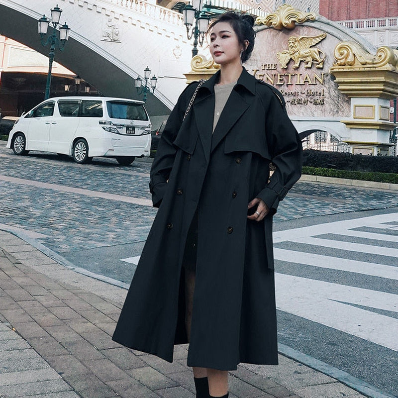 Trench Women French Temperament Autumn Fashion Design Vintage Tunic