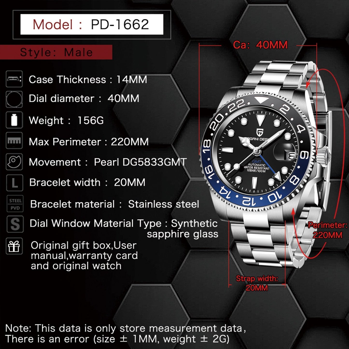 Stainless Steel GMT Watch