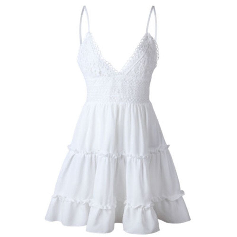 Sexy Bow Backless V-neck Mini Beach Dresses