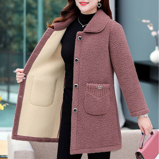 Middle-aged Mothers Faux lamb Wool Coat