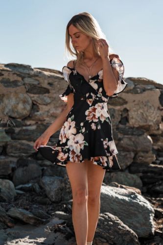 Sleeveless V-Neck Sling Print Dress