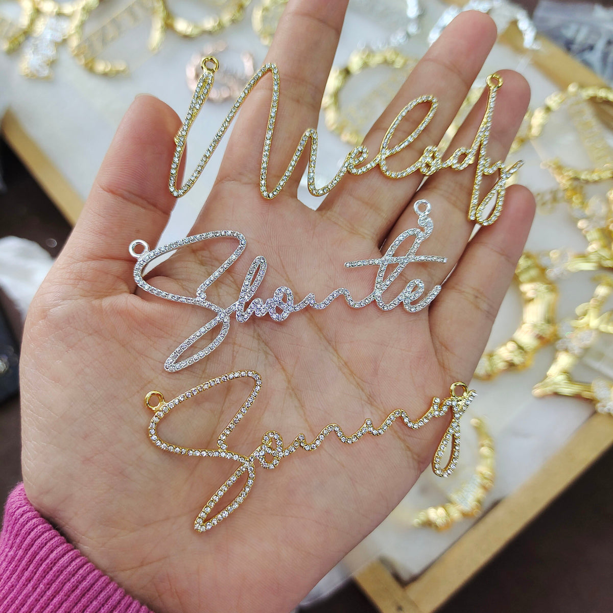 Crystal Pendant Letters Necklace