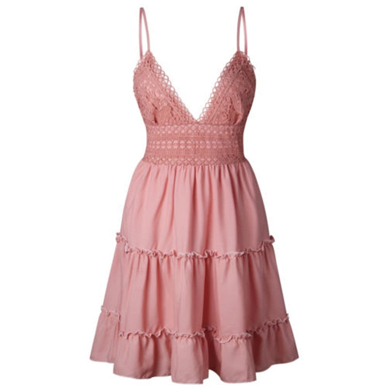 Sexy Bow Backless V-neck Mini Beach Dresses