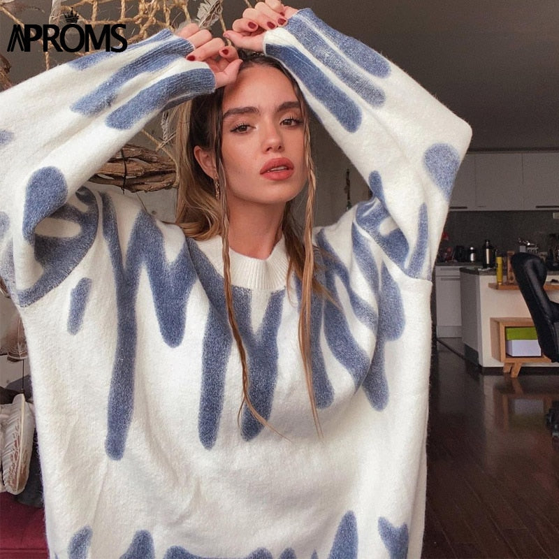 Aproms Elegant Green Striped Print Pullovers