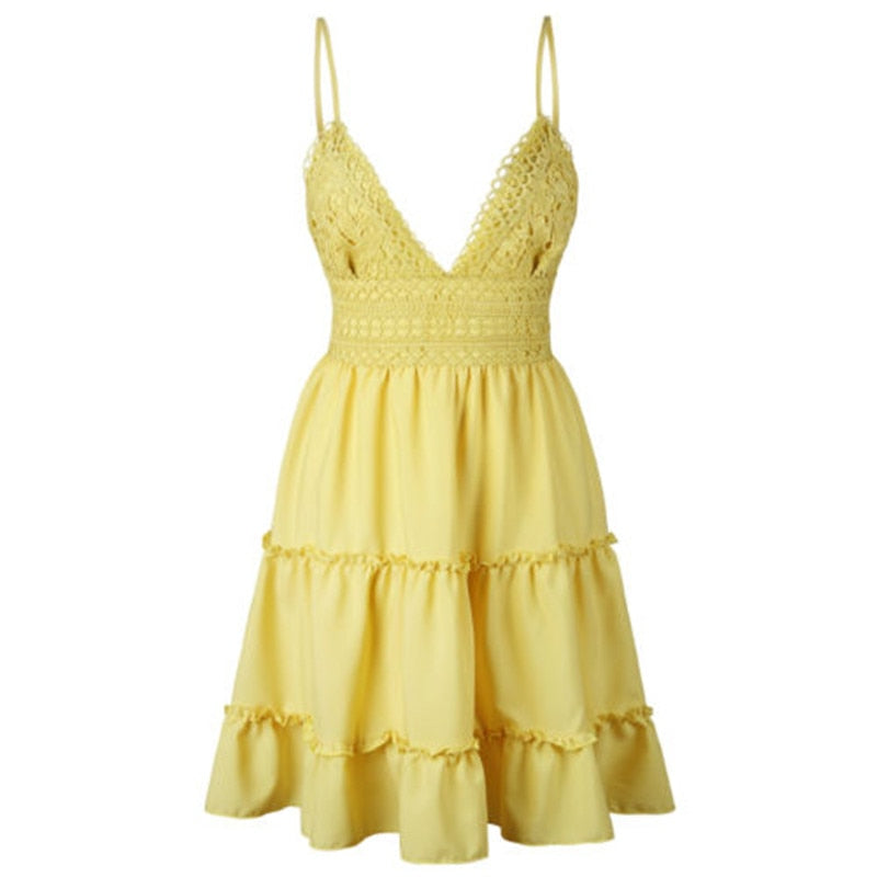 Sexy Bow Backless V-neck Mini Beach Dresses