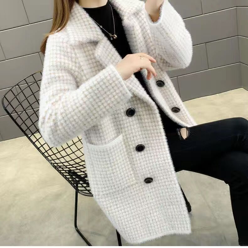 long plaid coat autumn winter thick loose suit collar warm autumn winter coat