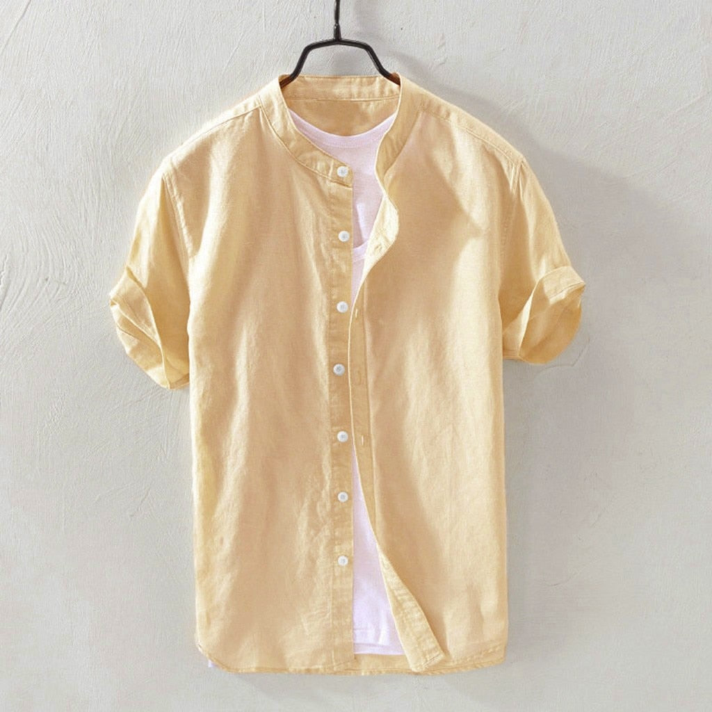 Baggy Cotton Linen Solid Shirt