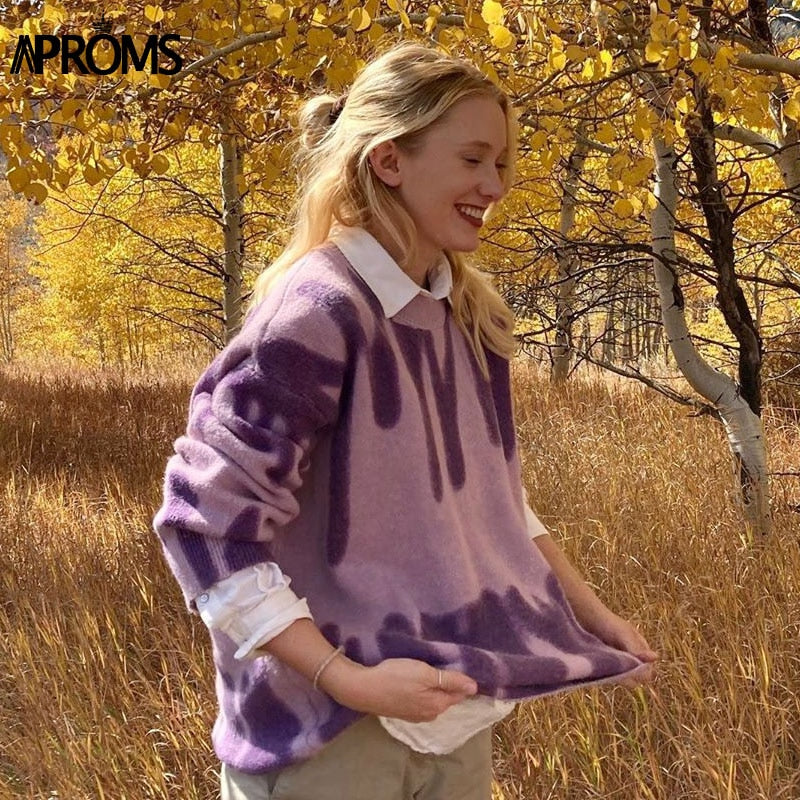 Aproms Elegant Green Striped Print Pullovers