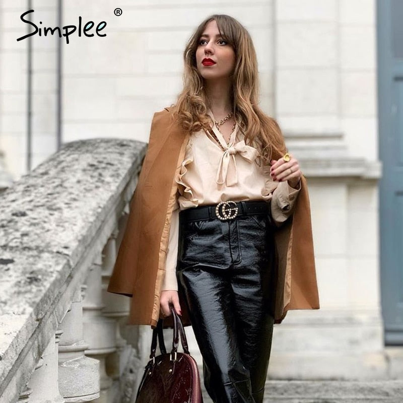 Simplee Vintage ruffles elegant women blouse shirts