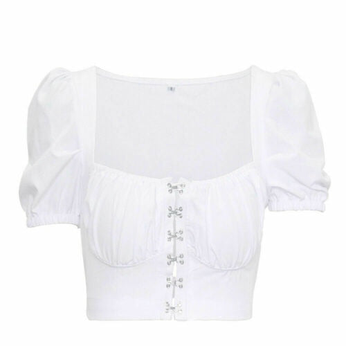 Fashion Trend Women Sexy Tank Tops Lady Girls Square Neck Crop Top Short Sleeve Vest Shirt Tops Clothing