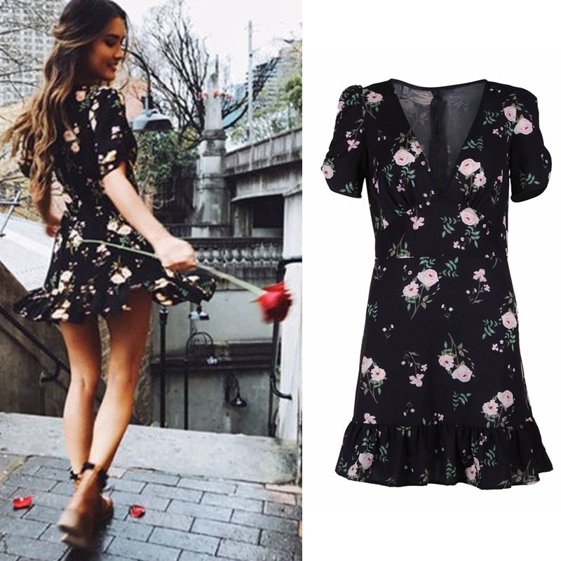 Boho Print Short Mini Dress