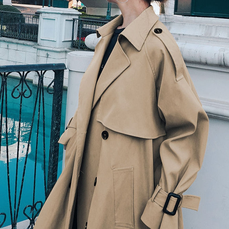 Trench Women French Temperament Autumn Fashion Design Vintage Tunic