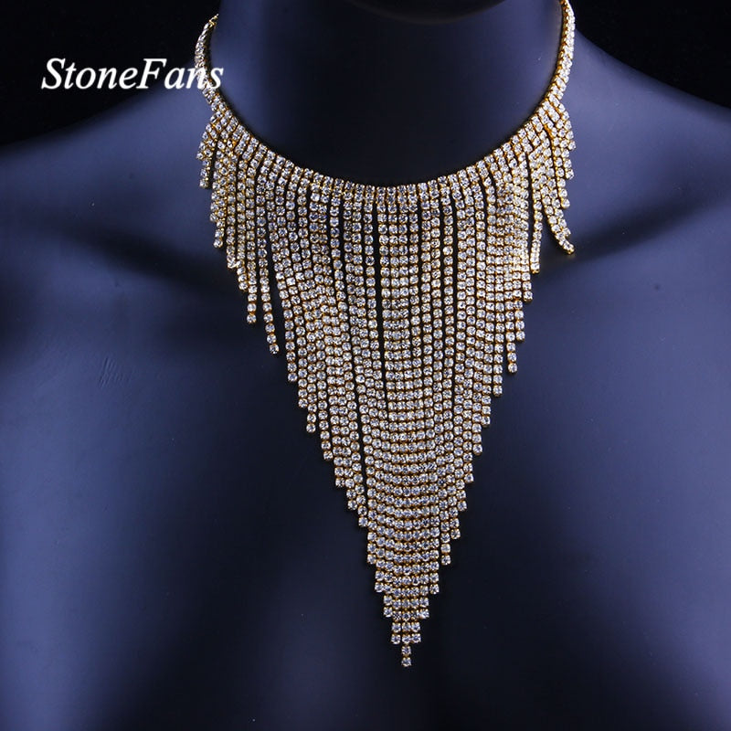 Stonefans Ethnic Long Tassel Choker