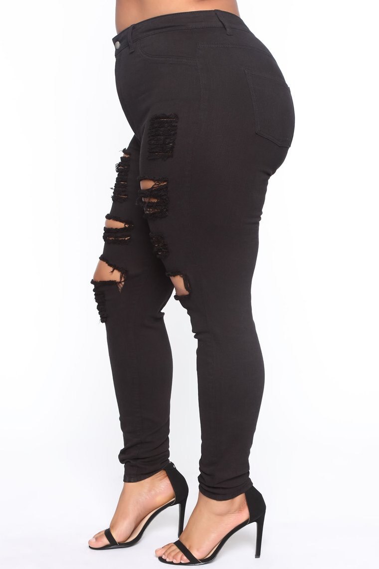 2023 New Black Ripped Plus Size Jeans For Women Fashion High Waist Stretch Denim Pencil Pants Global Drop shipping